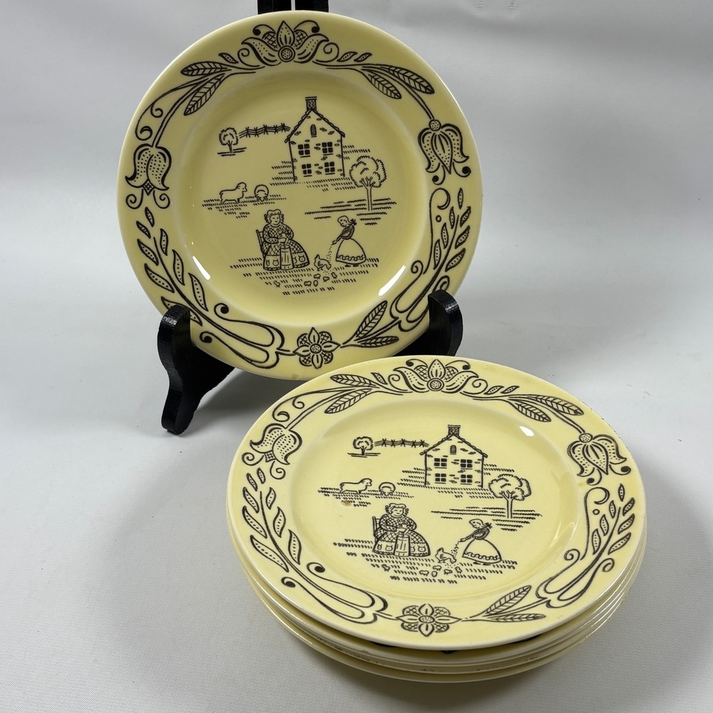 Vintage Bucks County Bread Butter Plate Set of 6 Yellow Royal Sebring Farmhouse